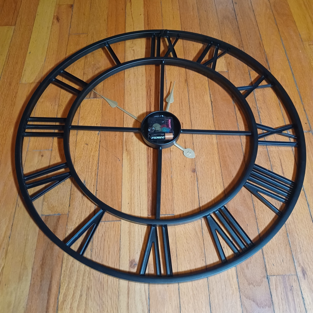 Cool Black Roman Numeral Wall Clock. Silent, No Ticking - Picture 2 of 6